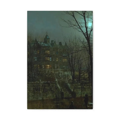 John Atkinson Grimshaw (1836-1893) Knostrop Old Hall, Leeds - 1883 - Canvas Wall Art 12" x 18" 1.25" - The Sticker Space