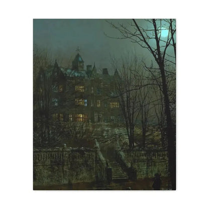 John Atkinson Grimshaw (1836-1893) Knostrop Old Hall, Leeds - 1883 - Canvas Wall Art 20″ x 24″ 1.25" - The Sticker Space