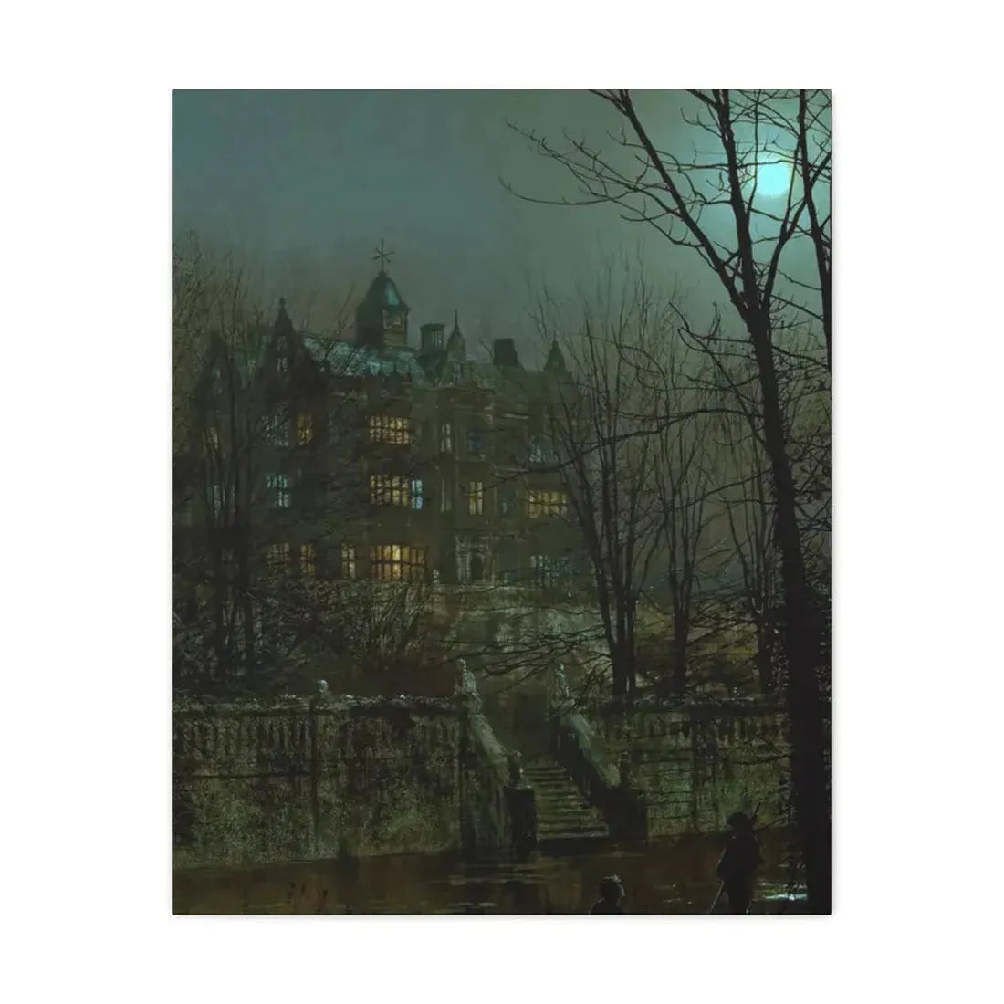 John Atkinson Grimshaw (1836-1893) Knostrop Old Hall, Leeds - 1883 - Canvas Wall Art 24″ x 30″ 1.25" - The Sticker Space