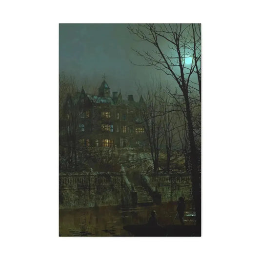 John Atkinson Grimshaw (1836-1893) Knostrop Old Hall, Leeds - 1883 - Canvas Wall Art 24″ x 36″ 1.25" - The Sticker Space