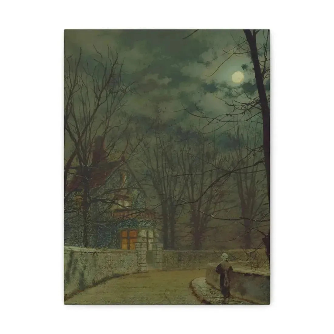 John Atkinson Grimshaw (1836-1893) Lea Hurst, Kent - Canvas Wall Art 12″ x 16″ 1.25" - The Sticker Space