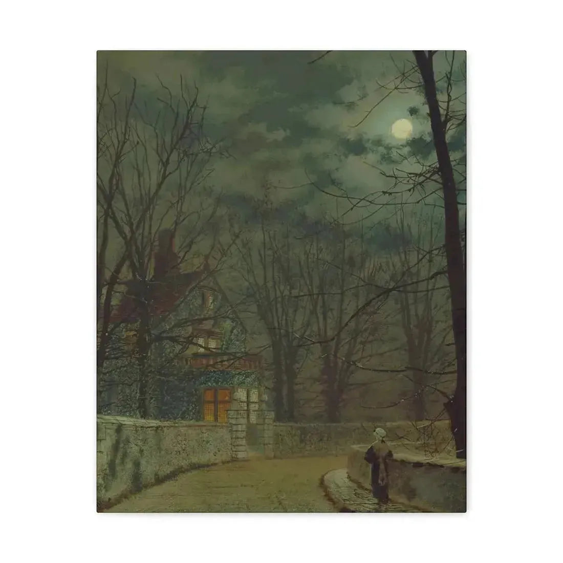 John Atkinson Grimshaw (1836-1893) Lea Hurst, Kent - Canvas Wall Art 16″ x 20″ 1.25" - The Sticker Space