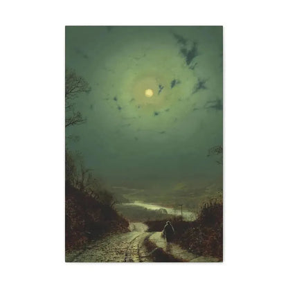 John Atkinson Grimshaw (1836-1893) Moonlight, Wharfedale - 1871 - Canvas Wall Art 16″ x 24″ 1.25" - The Sticker Space