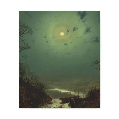 John Atkinson Grimshaw (1836-1893) Moonlight, Wharfedale - 1871 - Canvas Wall Art 20″ x 24″ 1.25" - The Sticker Space