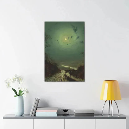 John Atkinson Grimshaw (1836-1893) Moonlight, Wharfedale - 1871 - Canvas Wall Art - The Sticker Space