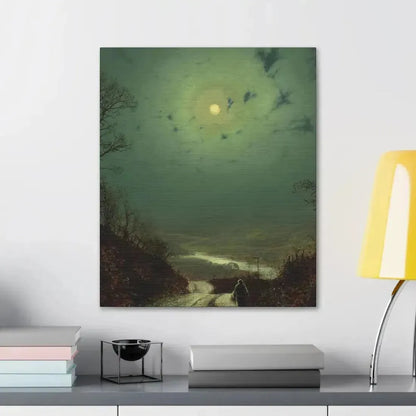 John Atkinson Grimshaw (1836-1893) Moonlight, Wharfedale - 1871 - Canvas Wall Art - The Sticker Space