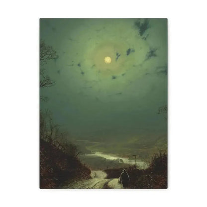 John Atkinson Grimshaw (1836-1893) Moonlight, Wharfedale - 1871 - Canvas Wall Art - The Sticker Space