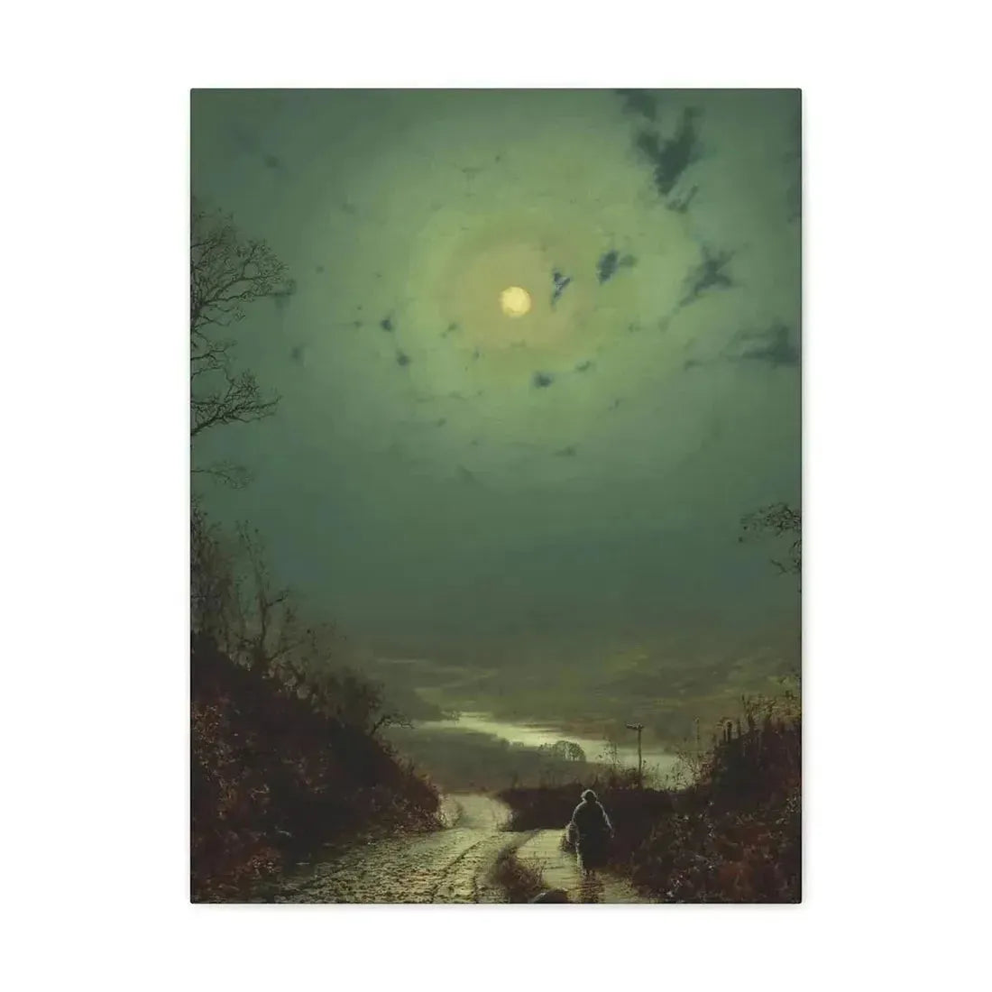 John Atkinson Grimshaw (1836-1893) Moonlight, Wharfedale - 1871 - Canvas Wall Art - The Sticker Space