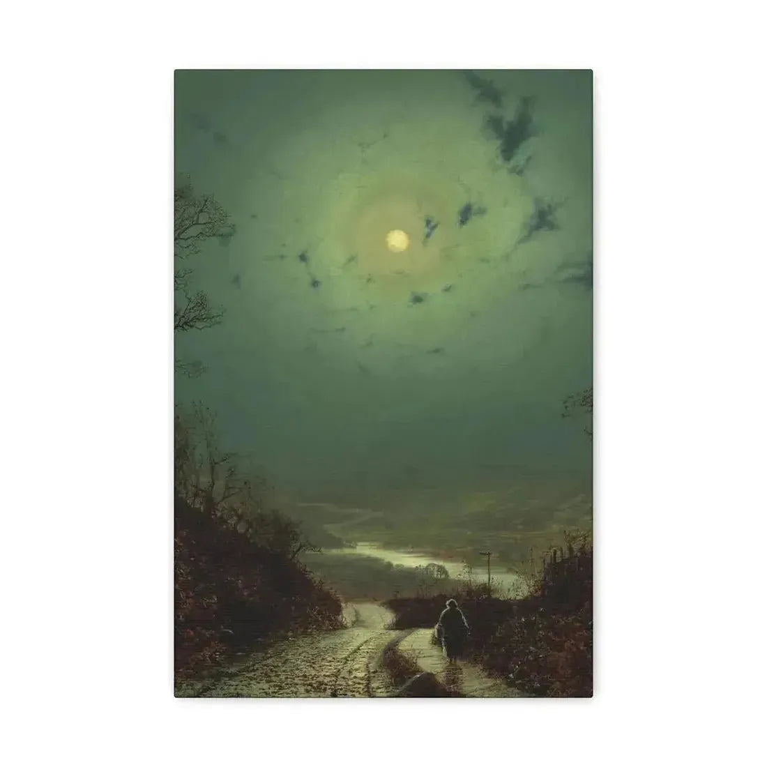 John Atkinson Grimshaw (1836-1893) Moonlight, Wharfedale - 1871 - Canvas Wall Art - The Sticker Space