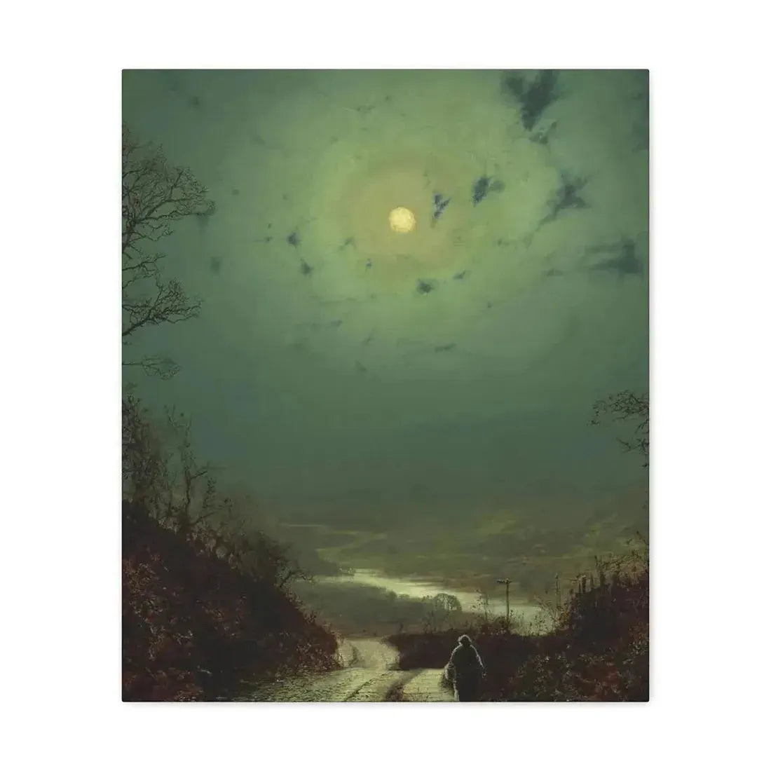 John Atkinson Grimshaw (1836-1893) Moonlight, Wharfedale - 1871 - Canvas Wall Art - The Sticker Space