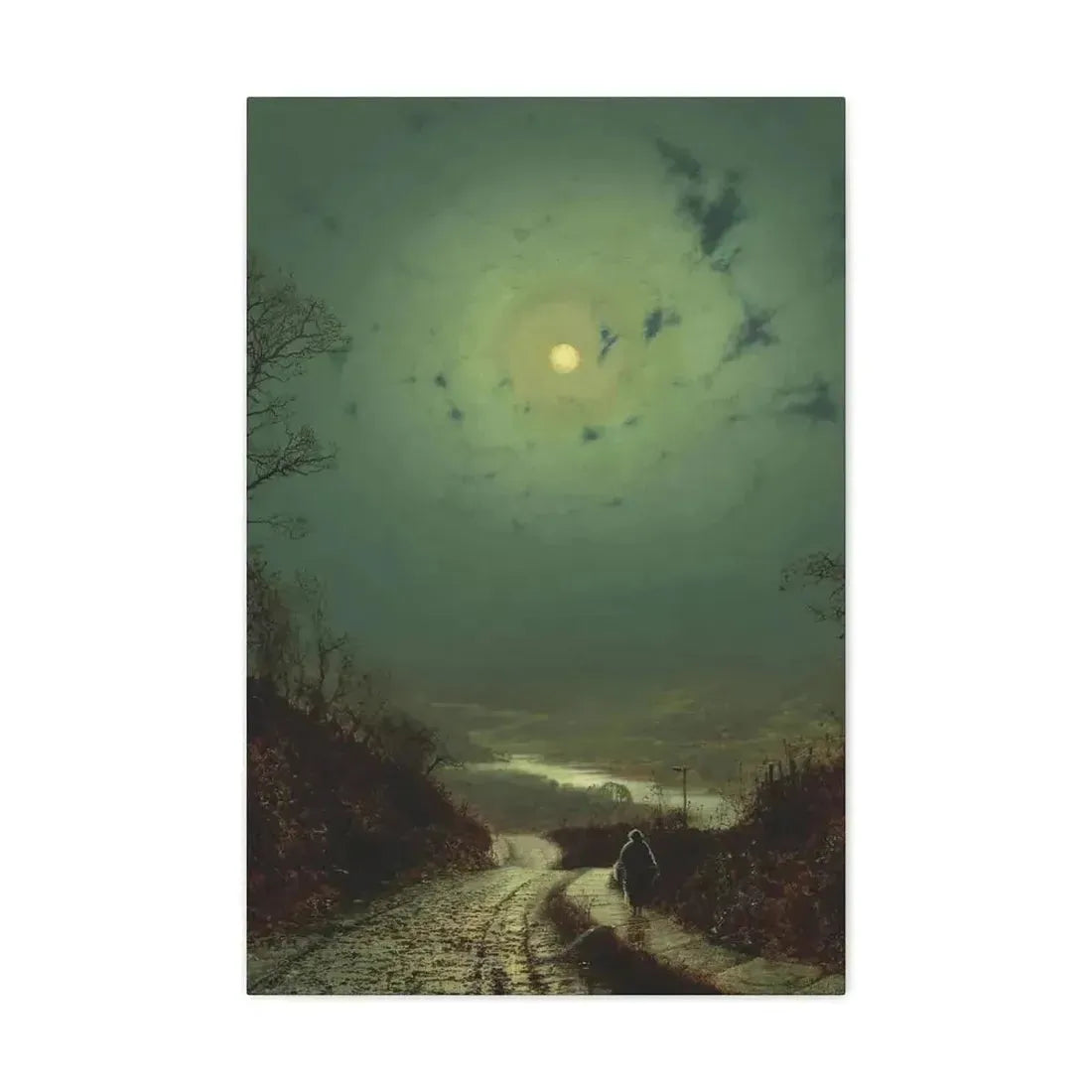 John Atkinson Grimshaw (1836-1893) Moonlight, Wharfedale - 1871 - Canvas Wall Art - The Sticker Space
