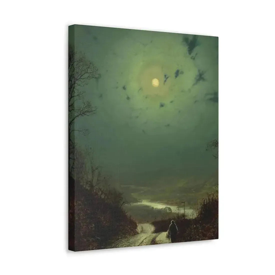 John Atkinson Grimshaw (1836-1893) Moonlight, Wharfedale - 1871 - Canvas Wall Art - The Sticker Space