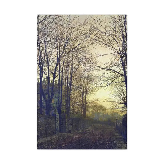 John Atkinson Grimshaw (1836-1893) October after Glow - 1885 - Canvas Wall Art 24″ x 36″ 1.25" - The Sticker Space