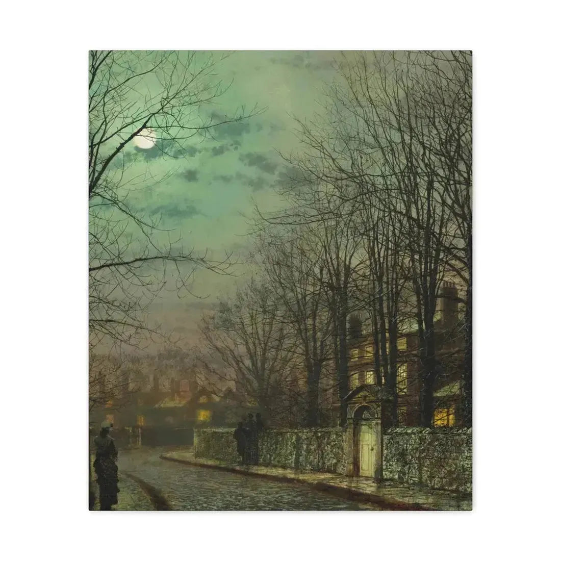 John Atkinson Grimshaw (1836-1893) The Tryst - 1886 - Canvas Wall Art 20″ x 24″ 1.25" - The Sticker Space