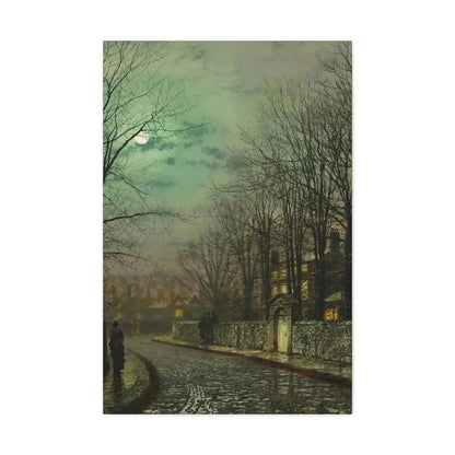 John Atkinson Grimshaw (1836-1893) The Tryst - 1886 - Canvas Wall Art 24″ x 36″ 1.25" - The Sticker Space
