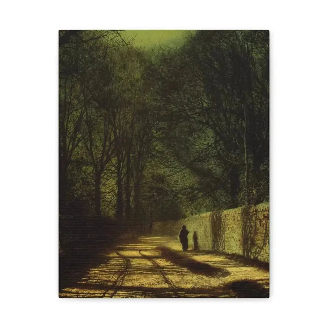 John Atkinson Grimshaw (1836-1893) Tree Shadows on the Park Wall, Roundhay Park, Leeds - Canvas Wall Art 11″ x 14″ 1.25" - The Sticker Space
