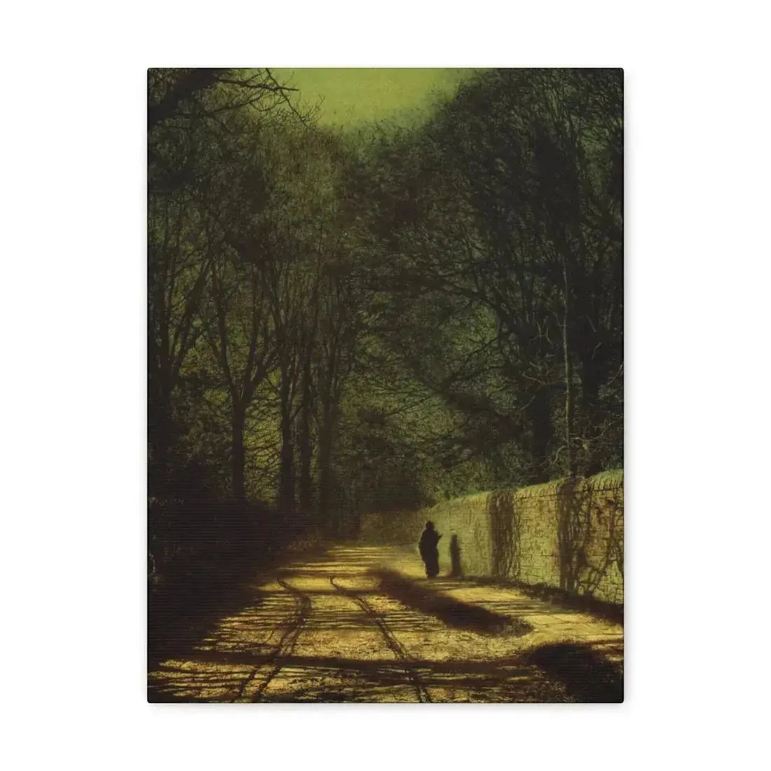 John Atkinson Grimshaw (1836-1893) Tree Shadows on the Park Wall, Roundhay Park, Leeds - Canvas Wall Art 12″ x 16″ 1.25" - The Sticker Space