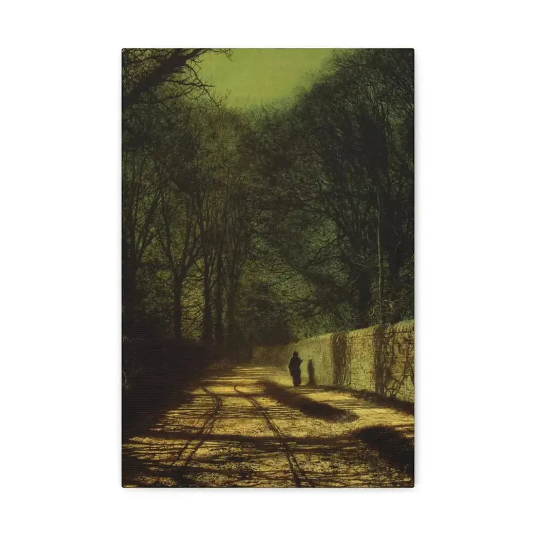 John Atkinson Grimshaw (1836-1893) Tree Shadows on the Park Wall, Roundhay Park, Leeds - Canvas Wall Art 12" x 18" 1.25" - The Sticker Space