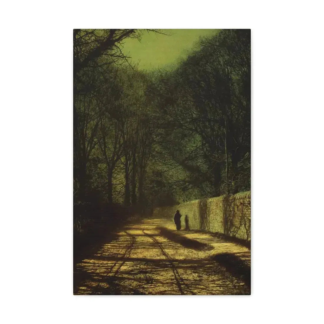 John Atkinson Grimshaw (1836-1893) Tree Shadows on the Park Wall, Roundhay Park, Leeds - Canvas Wall Art 16″ x 24″ 1.25" - The Sticker Space