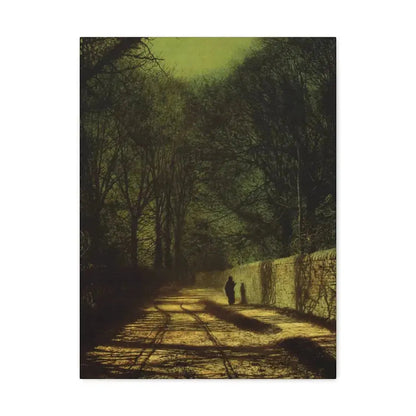 John Atkinson Grimshaw (1836-1893) Tree Shadows on the Park Wall, Roundhay Park, Leeds - Canvas Wall Art 18″ x 24″ 1.25" - The Sticker Space