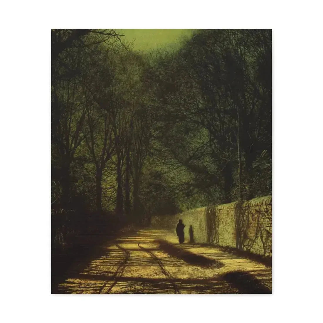 John Atkinson Grimshaw (1836-1893) Tree Shadows on the Park Wall, Roundhay Park, Leeds - Canvas Wall Art 20″ x 24″ 1.25" - The Sticker Space