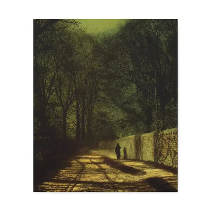 John Atkinson Grimshaw (1836-1893) Tree Shadows on the Park Wall, Roundhay Park, Leeds - Canvas Wall Art 20″ x 24″ 1.25" - The Sticker Space