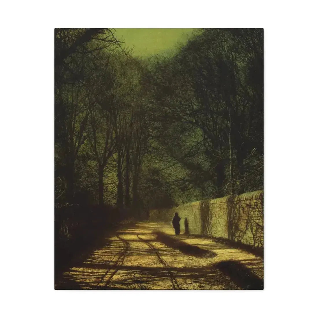 John Atkinson Grimshaw (1836-1893) Tree Shadows on the Park Wall, Roundhay Park, Leeds - Canvas Wall Art 24″ x 30″ 1.25" - The Sticker Space