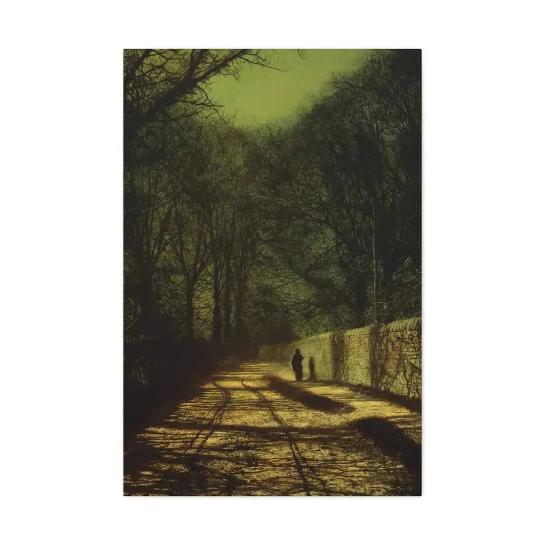 John Atkinson Grimshaw (1836-1893) Tree Shadows on the Park Wall, Roundhay Park, Leeds - Canvas Wall Art 24″ x 36″ 1.25" - The Sticker Space