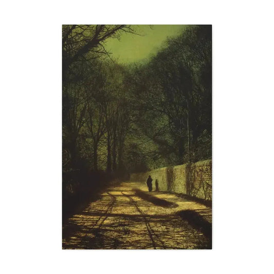 John Atkinson Grimshaw (1836-1893) Tree Shadows on the Park Wall, Roundhay Park, Leeds - Canvas Wall Art 24″ x 36″ 1.25" - The Sticker Space