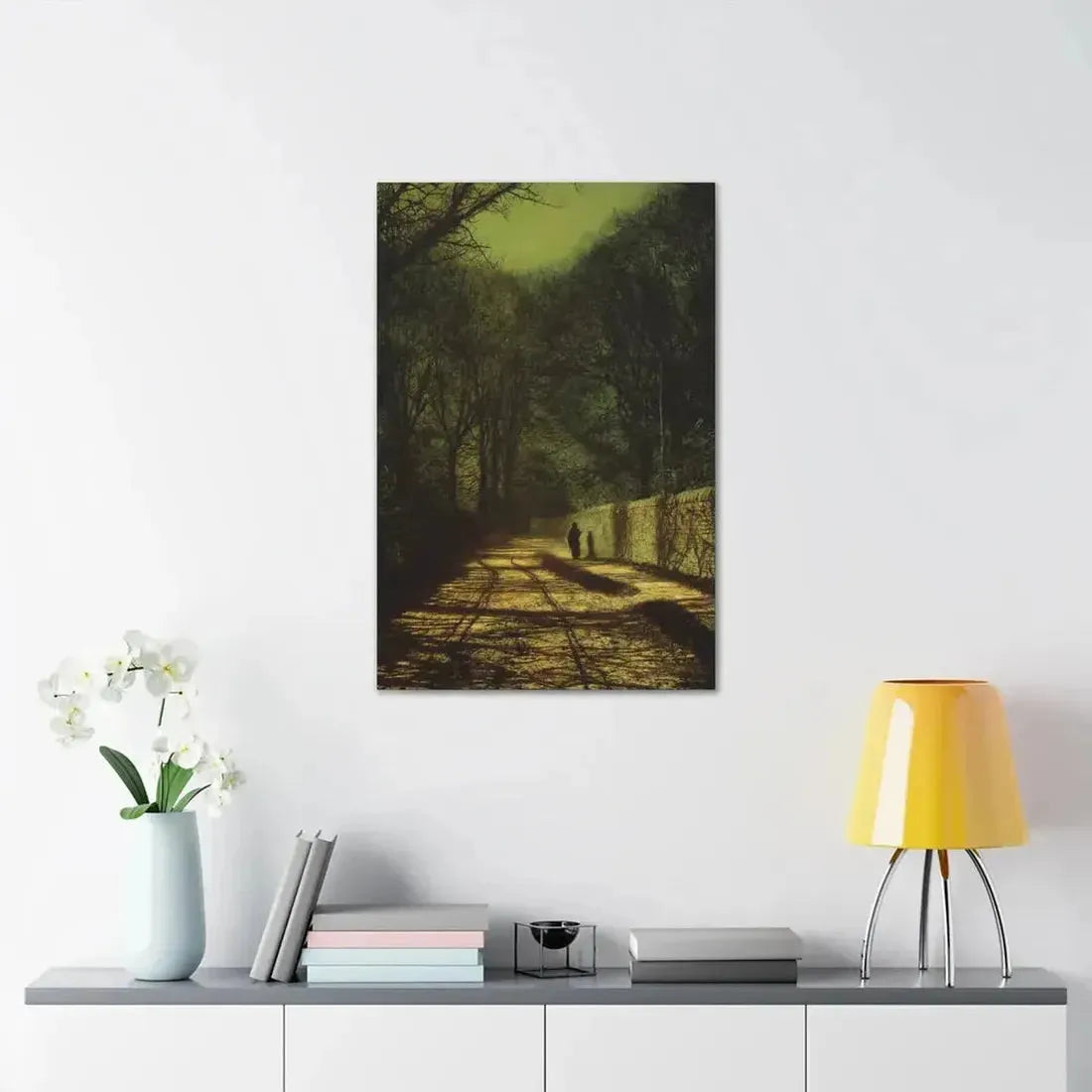 John Atkinson Grimshaw (1836-1893) Tree Shadows on the Park Wall, Roundhay Park, Leeds - Canvas Wall Art - The Sticker Space