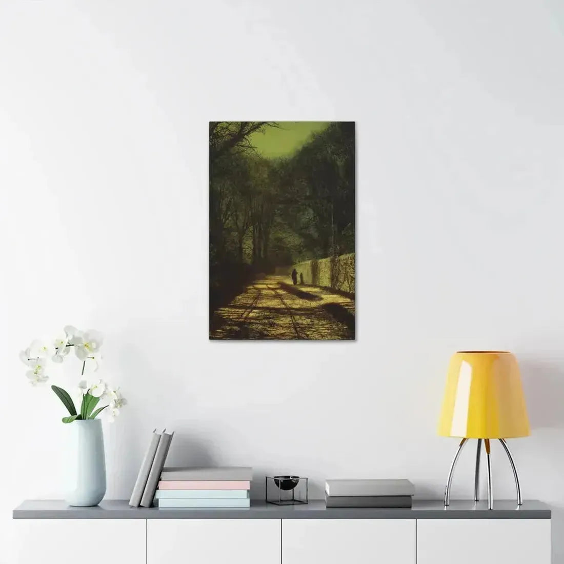 John Atkinson Grimshaw (1836-1893) Tree Shadows on the Park Wall, Roundhay Park, Leeds - Canvas Wall Art - The Sticker Space