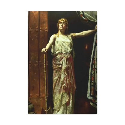 John Collier (1850-1934) Clytemnestra after the murder 1882 - Canvas Wall Art 16″ x 24″ 1.25" - The Sticker Space