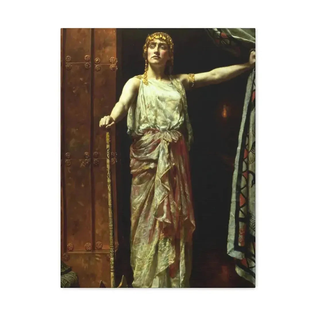 John Collier (1850-1934) Clytemnestra after the murder 1882 - Canvas Wall Art 18″ x 24″ 1.25" - The Sticker Space