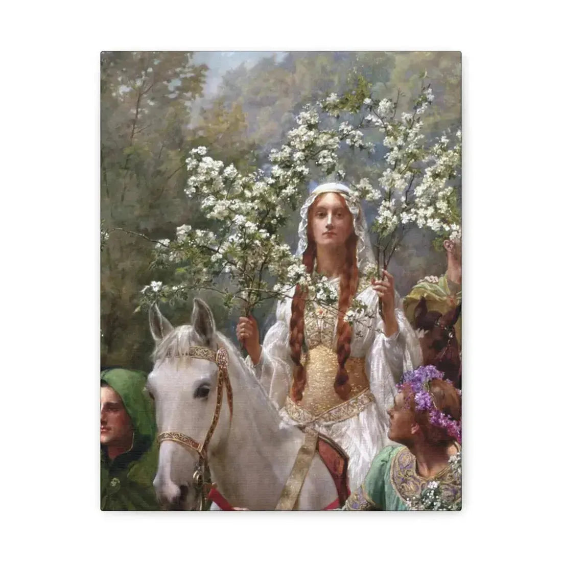 John Collier (1850-1934) Queen Guinevere's Maying - 1900 - Canvas Wall Art 11″ x 14″ 1.25" - The Sticker Space