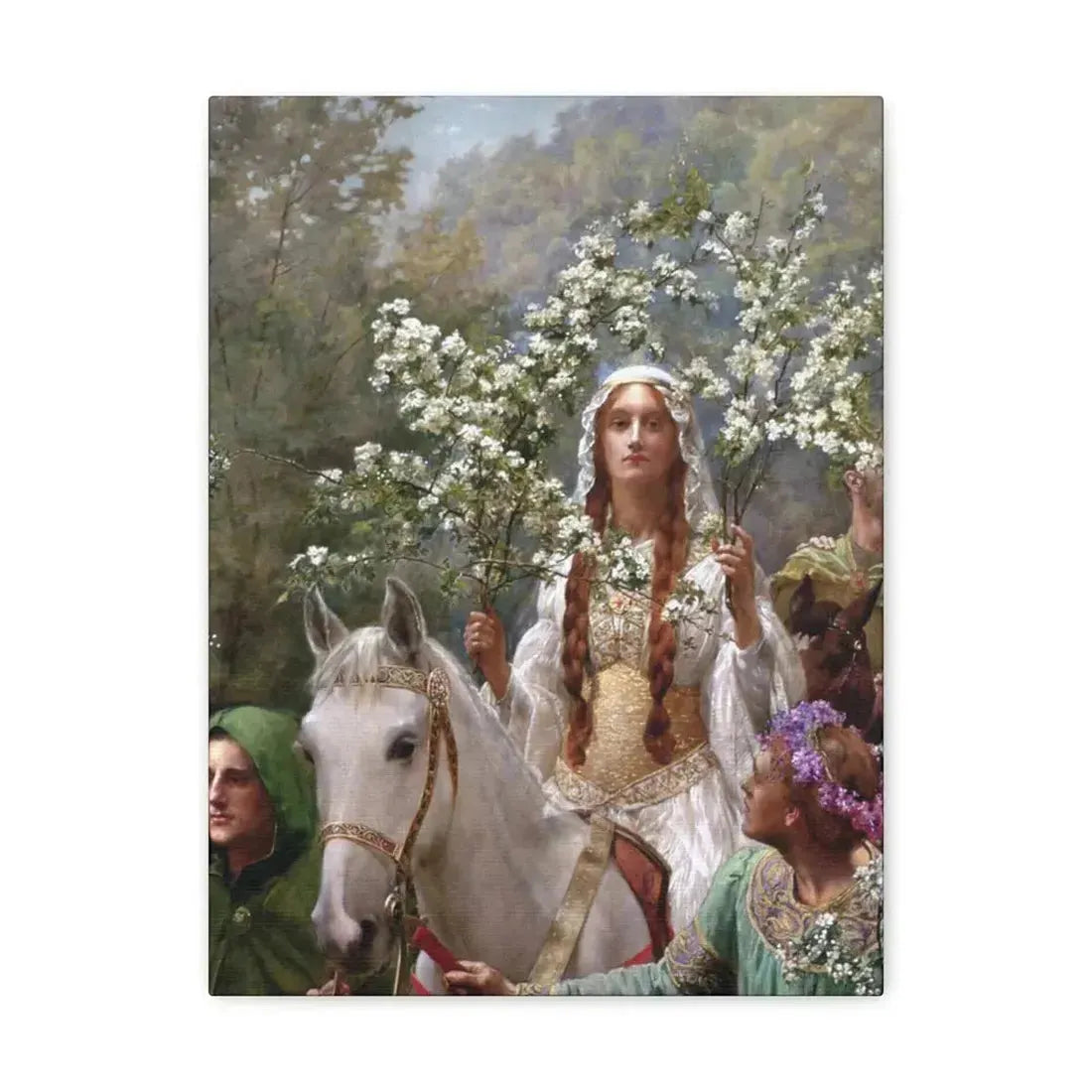 John Collier (1850-1934) Queen Guinevere's Maying - 1900 - Canvas Wall Art 12″ x 16″ 1.25" - The Sticker Space
