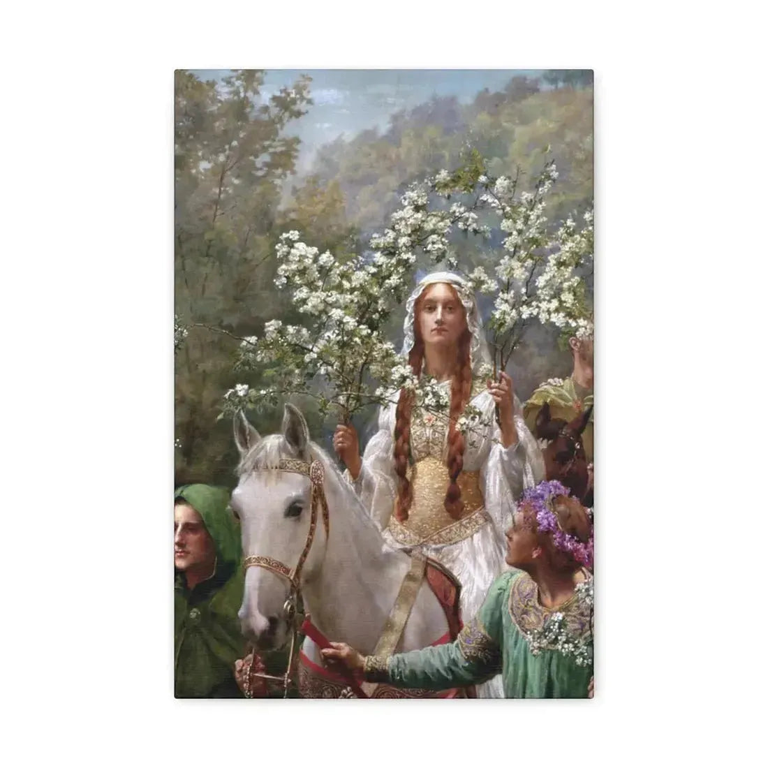 John Collier (1850-1934) Queen Guinevere's Maying - 1900 - Canvas Wall Art 12" x 18" 1.25" - The Sticker Space
