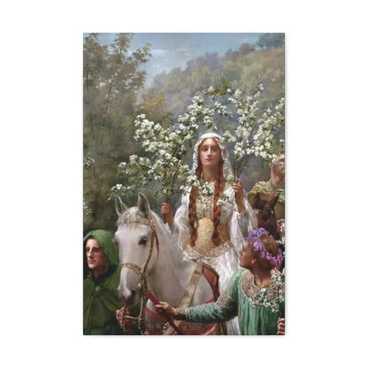 John Collier (1850-1934) Queen Guinevere's Maying - 1900 - Canvas Wall Art 16″ x 24″ 1.25" - The Sticker Space