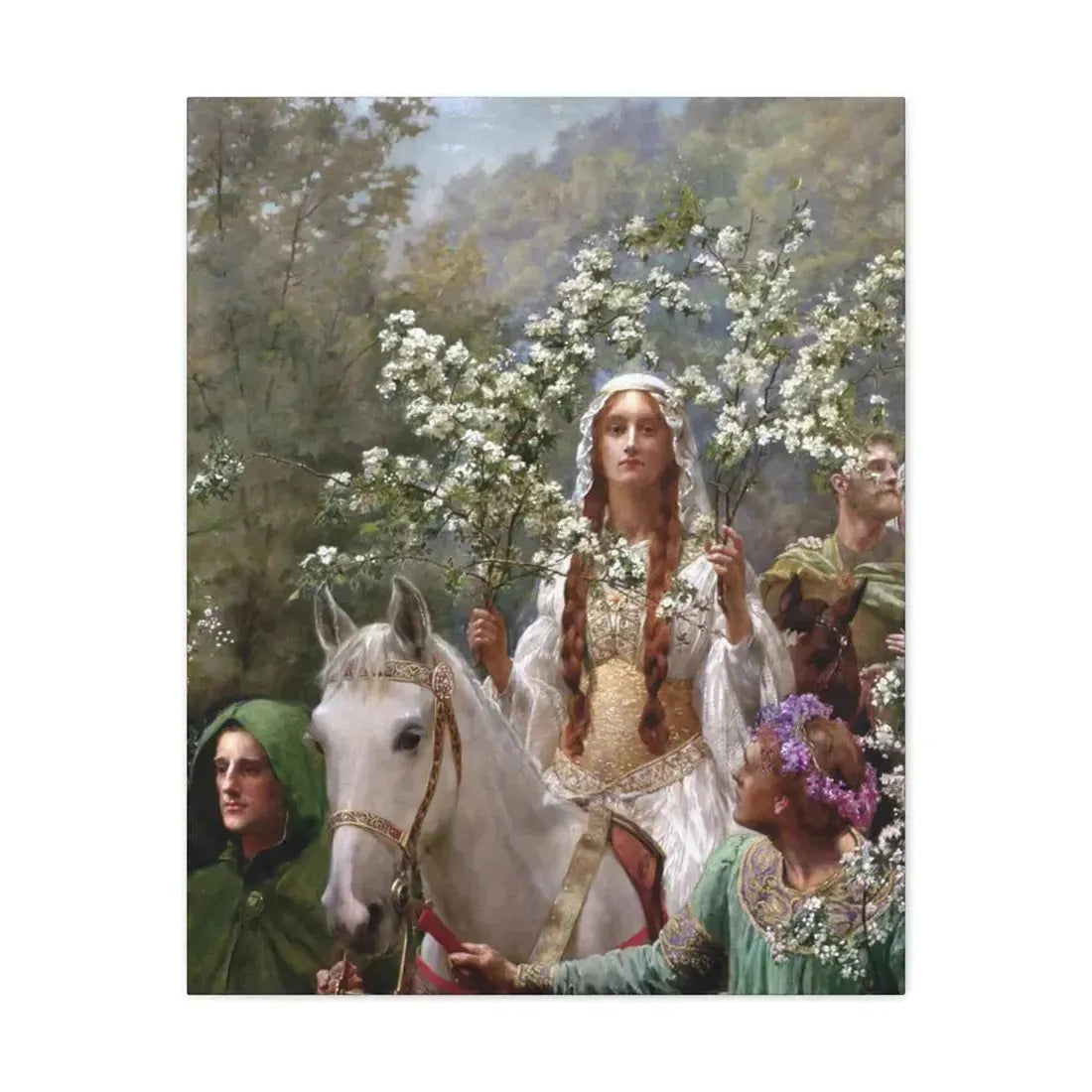 John Collier (1850-1934) Queen Guinevere's Maying - 1900 - Canvas Wall Art 24″ x 30″ 1.25" - The Sticker Space