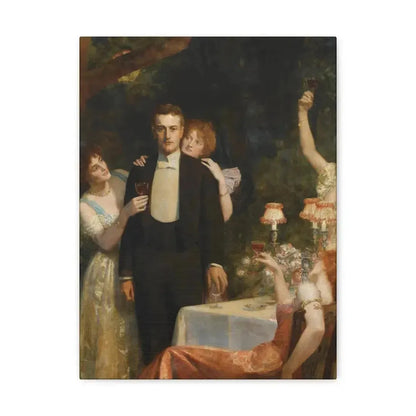 John Collier (1850-1934) The Garden Party - Canvas Wall Art 12″ x 16″ 1.25" - The Sticker Space