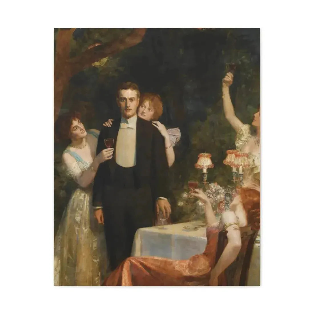 John Collier (1850-1934) The Garden Party - Canvas Wall Art 24″ x 30″ 1.25" - The Sticker Space