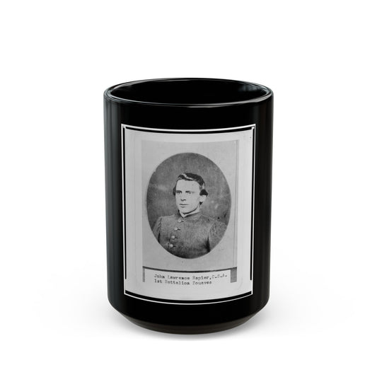 John Lawrence Rapier, Pvt., 1st Battalion Zouaves, Head-And-Shoulders Portrait, Facing Front (U.S. Civil War) Black Coffee Mug-15oz-The Sticker Space