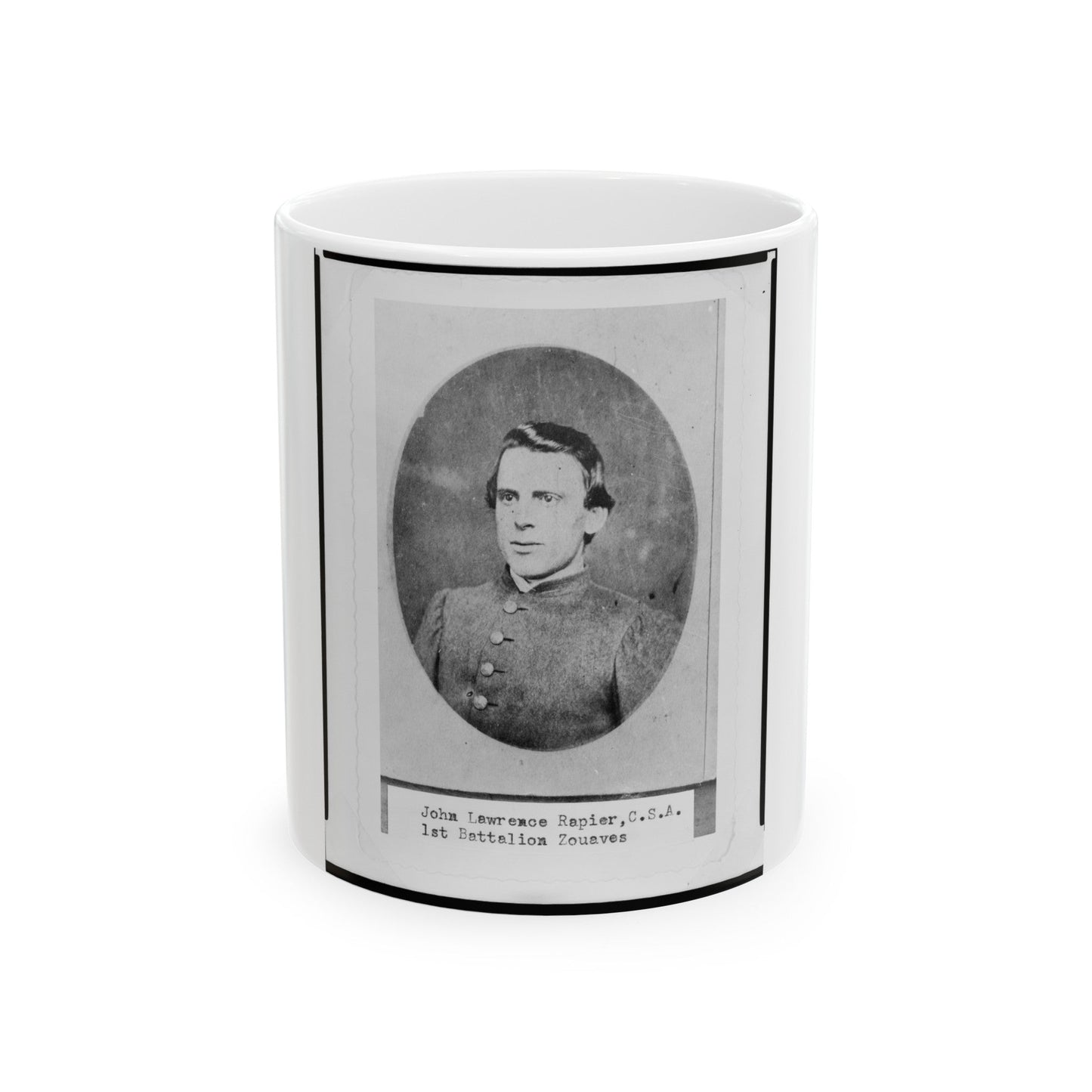 John Lawrence Rapier, Pvt., 1st Battalion Zouaves, Head-And-Shoulders Portrait, Facing Front (U.S. Civil War) White Coffee Mug-11oz-The Sticker Space