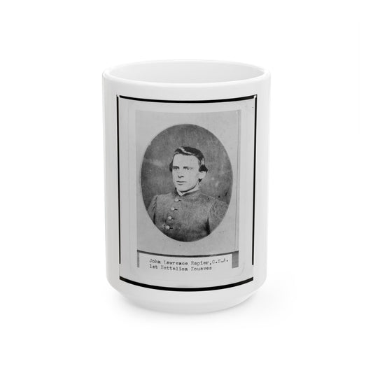 John Lawrence Rapier, Pvt., 1st Battalion Zouaves, Head-And-Shoulders Portrait, Facing Front (U.S. Civil War) White Coffee Mug-15oz-The Sticker Space