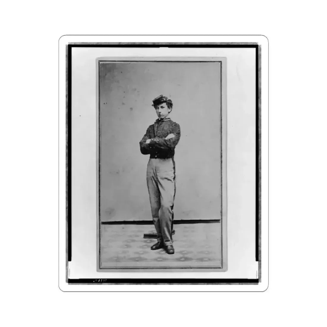 John Longnecker, Full-Length Portrait, Standing, With Arms Folded Across Chest, Facing Left (U.S. Civil War) STICKER Vinyl Kiss-Cut Decal 3 Inch White - The Sticker Space
