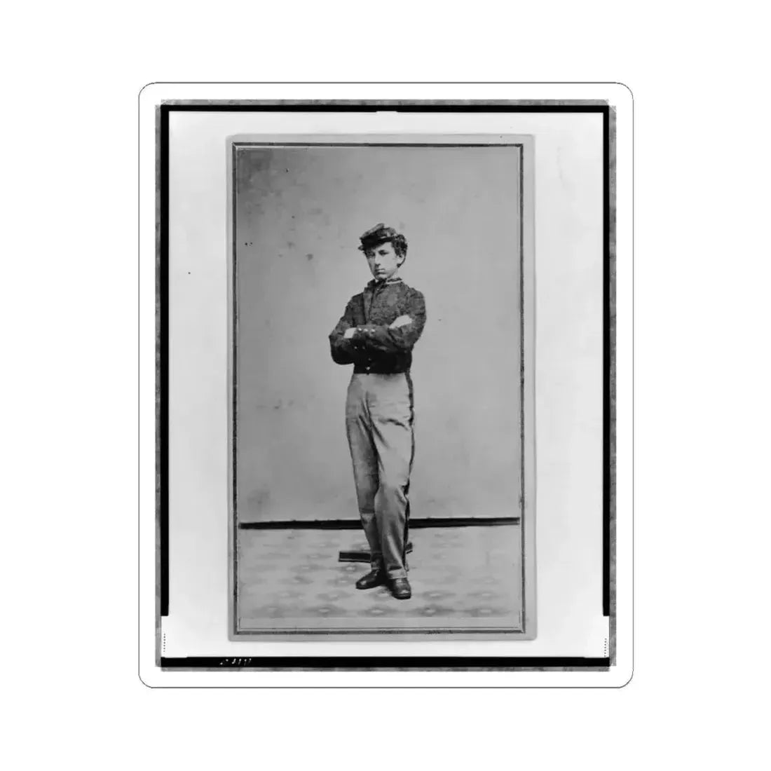 John Longnecker, Full-Length Portrait, Standing, With Arms Folded Across Chest, Facing Left (U.S. Civil War) STICKER Vinyl Kiss-Cut Decal 4 Inch White - The Sticker Space