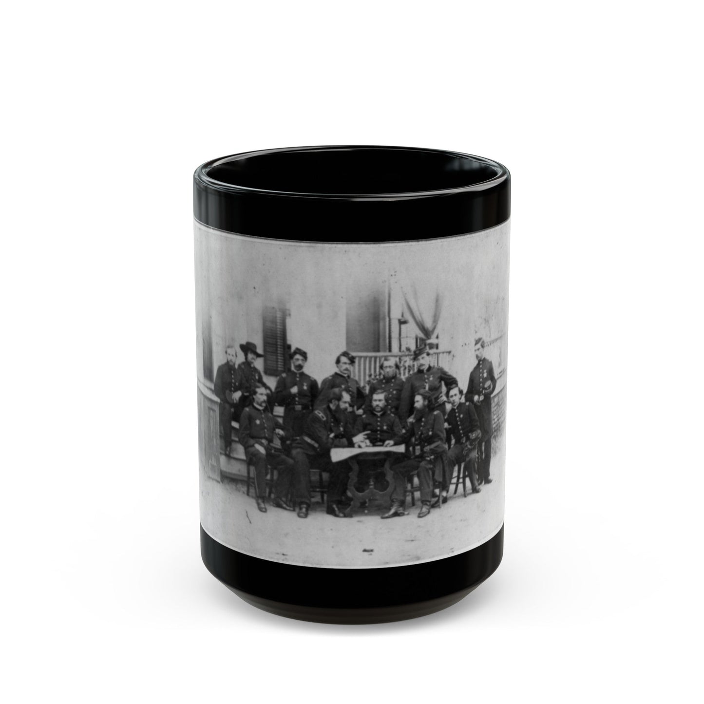 John W. Geary And Staff In Atlanta (U.S. Civil War) Black Coffee Mug-15oz-The Sticker Space