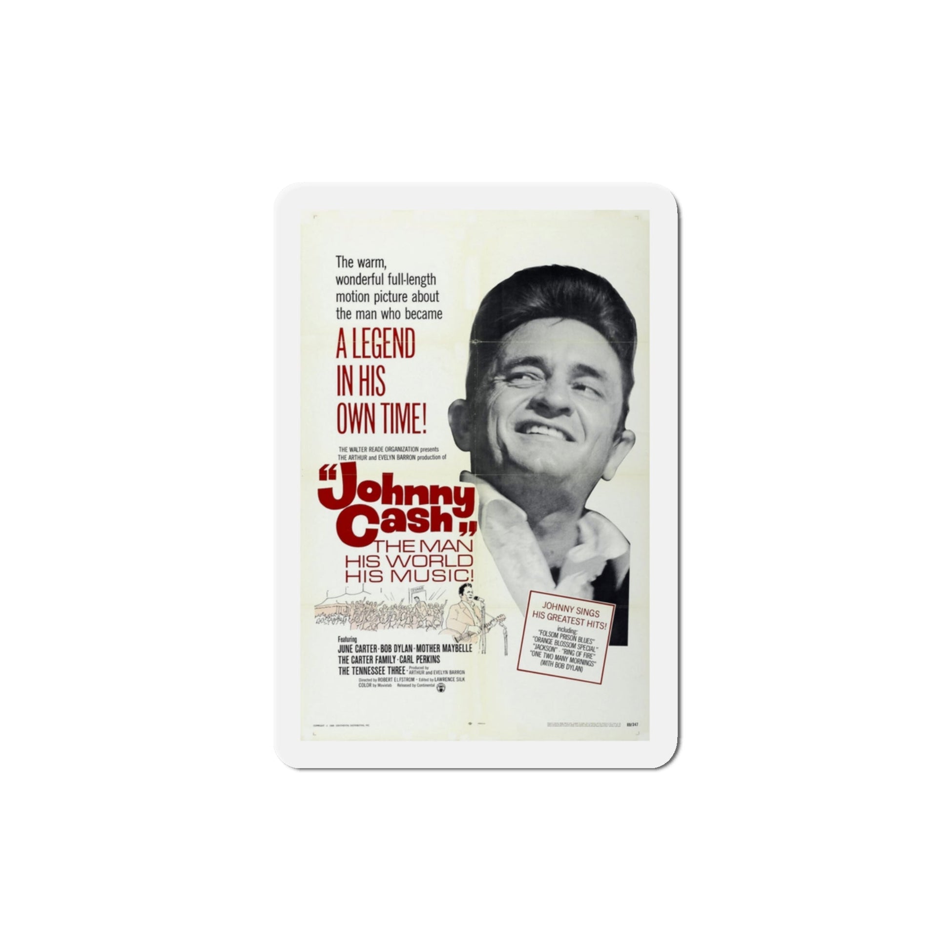 Johnny Cash The Man His World His Music 1969 Movie Poster Die-Cut Magnet-3 Inch-The Sticker Space