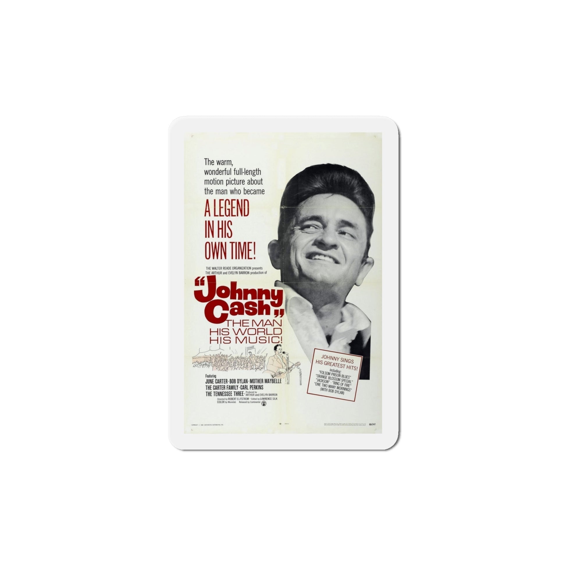 Johnny Cash The Man His World His Music 1969 Movie Poster Die-Cut Magnet-6 Inch-The Sticker Space