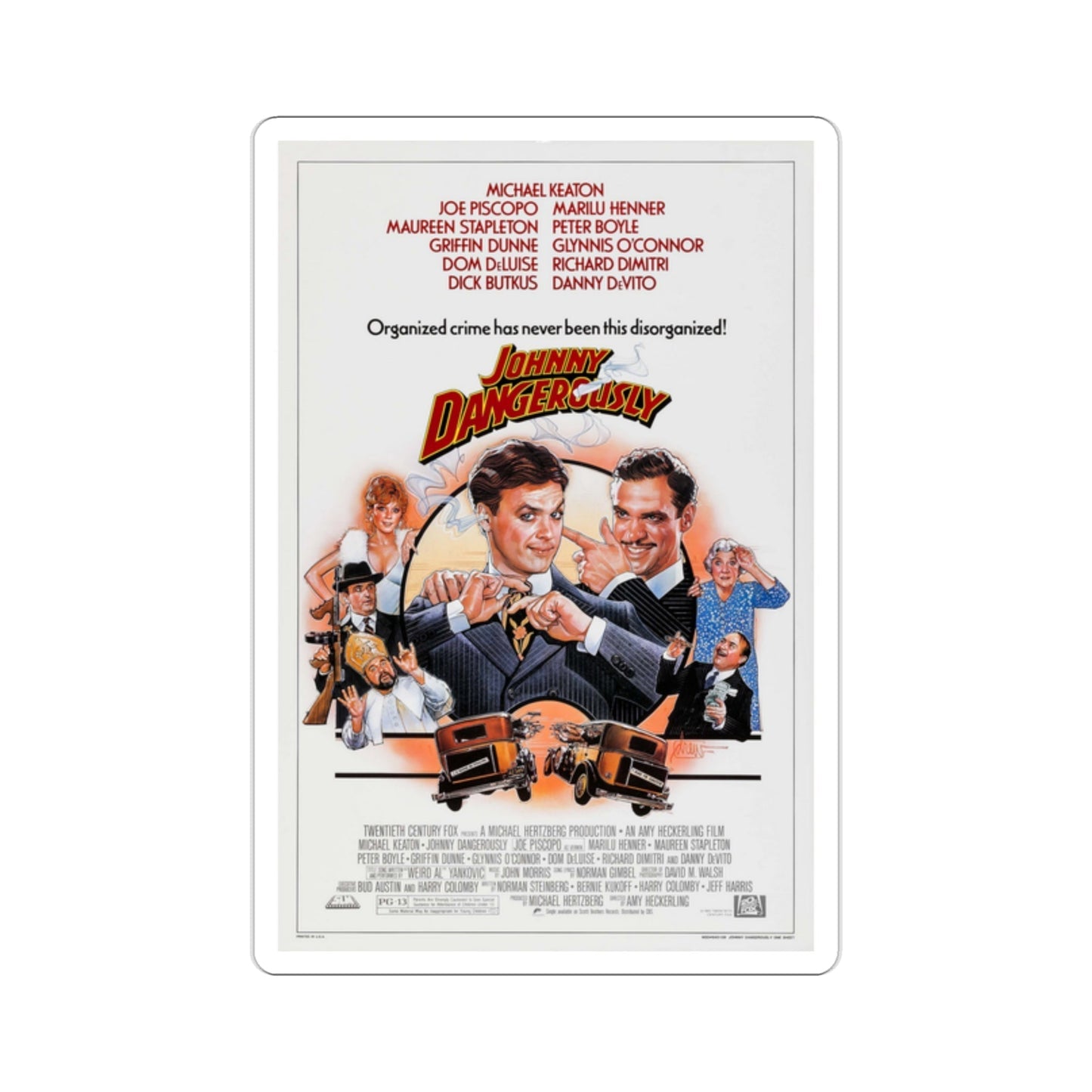 Johnny Dangerously 1984 Movie Poster STICKER Vinyl Die-Cut Decal-2 Inch-The Sticker Space