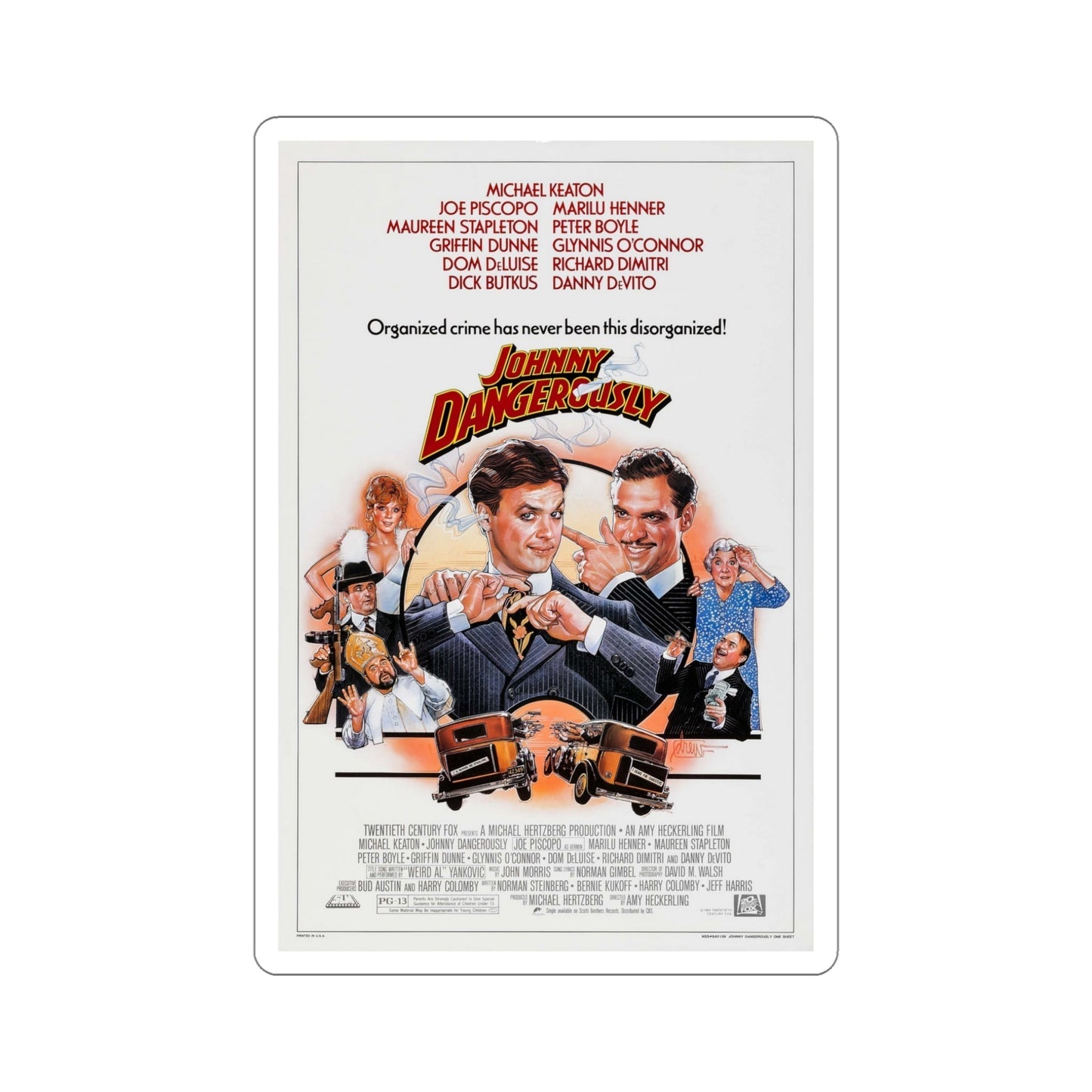 Johnny Dangerously 1984 Movie Poster STICKER Vinyl Die-Cut Decal-5 Inch-The Sticker Space